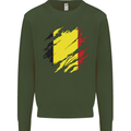 Torn Belgium Flag Belgian Day Football Kids Sweatshirt Jumper Forest Green