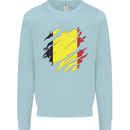 Torn Belgium Flag Belgian Day Football Kids Sweatshirt Jumper Light Blue