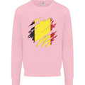 Torn Belgium Flag Belgian Day Football Kids Sweatshirt Jumper Light Pink