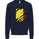 Torn Belgium Flag Belgian Day Football Kids Sweatshirt Jumper Navy Blue