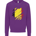 Torn Belgium Flag Belgian Day Football Kids Sweatshirt Jumper Purple
