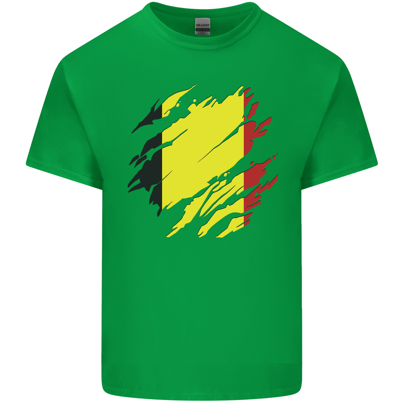 Torn Belgium Flag Belgian Day Football Kids T-Shirt Childrens Irish Green