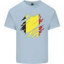 Torn Belgium Flag Belgian Day Football Kids T-Shirt Childrens Light Blue