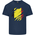 Torn Belgium Flag Belgian Day Football Kids T-Shirt Childrens Navy Blue