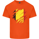 Torn Belgium Flag Belgian Day Football Kids T-Shirt Childrens Orange