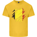 Torn Belgium Flag Belgian Day Football Kids T-Shirt Childrens Yellow