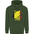 Torn Belgium Flag Belgian Day Football Mens 80% Cotton Hoodie Forest Green