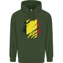 Torn Belgium Flag Belgian Day Football Mens 80% Cotton Hoodie Forest Green