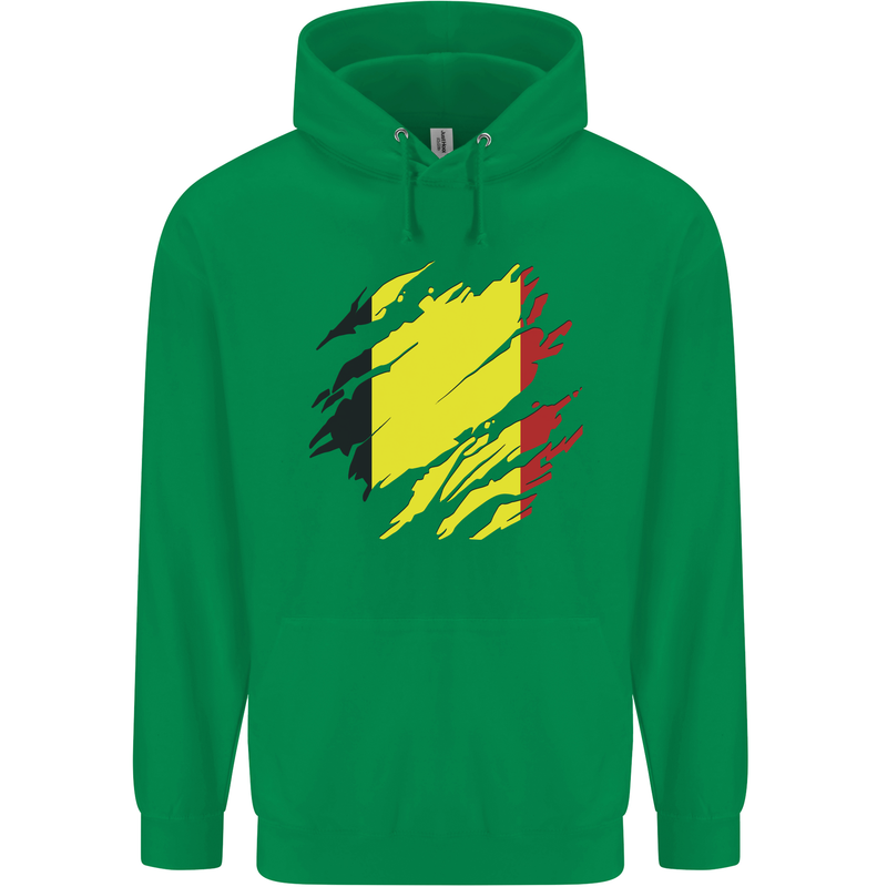 Torn Belgium Flag Belgian Day Football Mens 80% Cotton Hoodie Irish Green