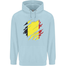 Torn Belgium Flag Belgian Day Football Mens 80% Cotton Hoodie Light Blue