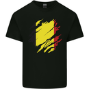Torn Belgium Flag Belgian Day Football Mens Cotton T-Shirt Tee Top Black