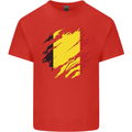 Torn Belgium Flag Belgian Day Football Mens Cotton T-Shirt Tee Top Red