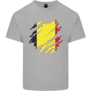 Torn Belgium Flag Belgian Day Football Mens Cotton T-Shirt Tee Top Sports Grey