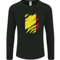 Torn Belgium Flag Belgian Day Football Mens Long Sleeve T-Shirt Black