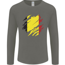 Torn Belgium Flag Belgian Day Football Mens Long Sleeve T-Shirt Charcoal