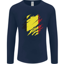 Torn Belgium Flag Belgian Day Football Mens Long Sleeve T-Shirt Navy Blue