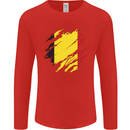 Torn Belgium Flag Belgian Day Football Mens Long Sleeve T-Shirt Red