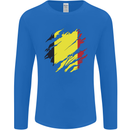 Torn Belgium Flag Belgian Day Football Mens Long Sleeve T-Shirt Royal Blue
