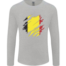 Torn Belgium Flag Belgian Day Football Mens Long Sleeve T-Shirt Sports Grey