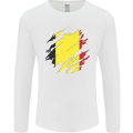 Torn Belgium Flag Belgian Day Football Mens Long Sleeve T-Shirt White