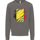 Torn Belgium Flag Belgian Day Football Mens Sweatshirt Jumper Charcoal