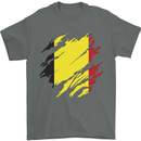 Torn Belgium Flag Belgian Day Football Mens T-Shirt 100% Cotton Charcoal