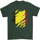 Torn Belgium Flag Belgian Day Football Mens T-Shirt 100% Cotton Forest Green