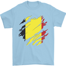 Torn Belgium Flag Belgian Day Football Mens T-Shirt 100% Cotton Light Blue