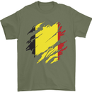 Torn Belgium Flag Belgian Day Football Mens T-Shirt 100% Cotton Military Green