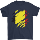 Torn Belgium Flag Belgian Day Football Mens T-Shirt 100% Cotton Navy Blue
