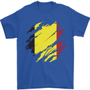 Torn Belgium Flag Belgian Day Football Mens T-Shirt 100% Cotton Royal Blue
