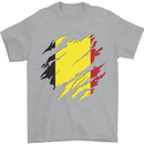 Torn Belgium Flag Belgian Day Football Mens T-Shirt 100% Cotton Sports Grey