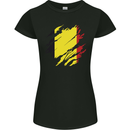 Torn Belgium Flag Belgian Day Football Womens Petite Cut T-Shirt Black