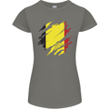 Torn Belgium Flag Belgian Day Football Womens Petite Cut T-Shirt Charcoal