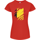 Torn Belgium Flag Belgian Day Football Womens Petite Cut T-Shirt Red