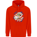 Torn Belize Flag Belizean Day Football Childrens Kids Hoodie Bright Red