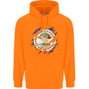 Torn Belize Flag Belizean Day Football Childrens Kids Hoodie Orange
