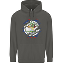 Torn Belize Flag Belizean Day Football Childrens Kids Hoodie Storm Grey