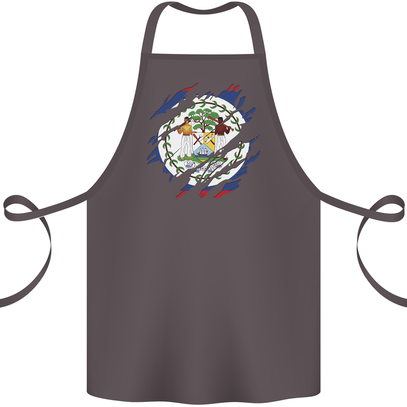 Torn Belize Flag Belizean Day Football Cotton Apron 100% Organic Dark Grey