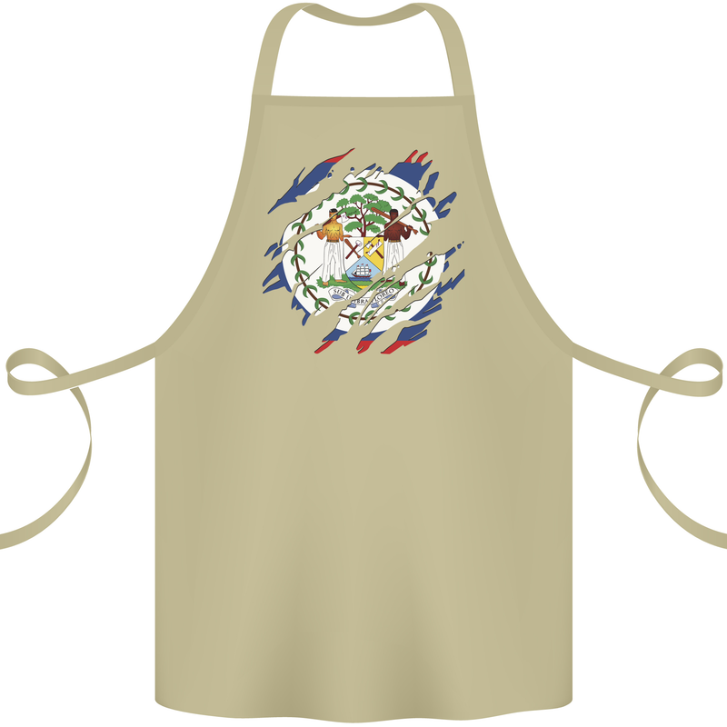 Torn Belize Flag Belizean Day Football Cotton Apron 100% Organic Khaki