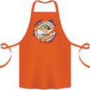 Torn Belize Flag Belizean Day Football Cotton Apron 100% Organic Orange
