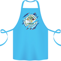 Torn Belize Flag Belizean Day Football Cotton Apron 100% Organic Turquoise