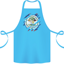 Torn Belize Flag Belizean Day Football Cotton Apron 100% Organic Turquoise