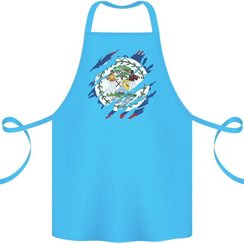 Torn Belize Flag Belizean Day Football Cotton Apron 100% Organic Turquoise