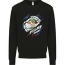 Torn Belize Flag Belizean Day Football Kids Sweatshirt Jumper Black