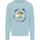 Torn Belize Flag Belizean Day Football Kids Sweatshirt Jumper Light Blue