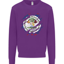 Torn Belize Flag Belizean Day Football Kids Sweatshirt Jumper Purple