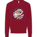 Torn Belize Flag Belizean Day Football Kids Sweatshirt Jumper Red