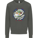Torn Belize Flag Belizean Day Football Kids Sweatshirt Jumper Storm Grey