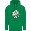 Torn Belize Flag Belizean Day Football Mens 80% Cotton Hoodie Irish Green